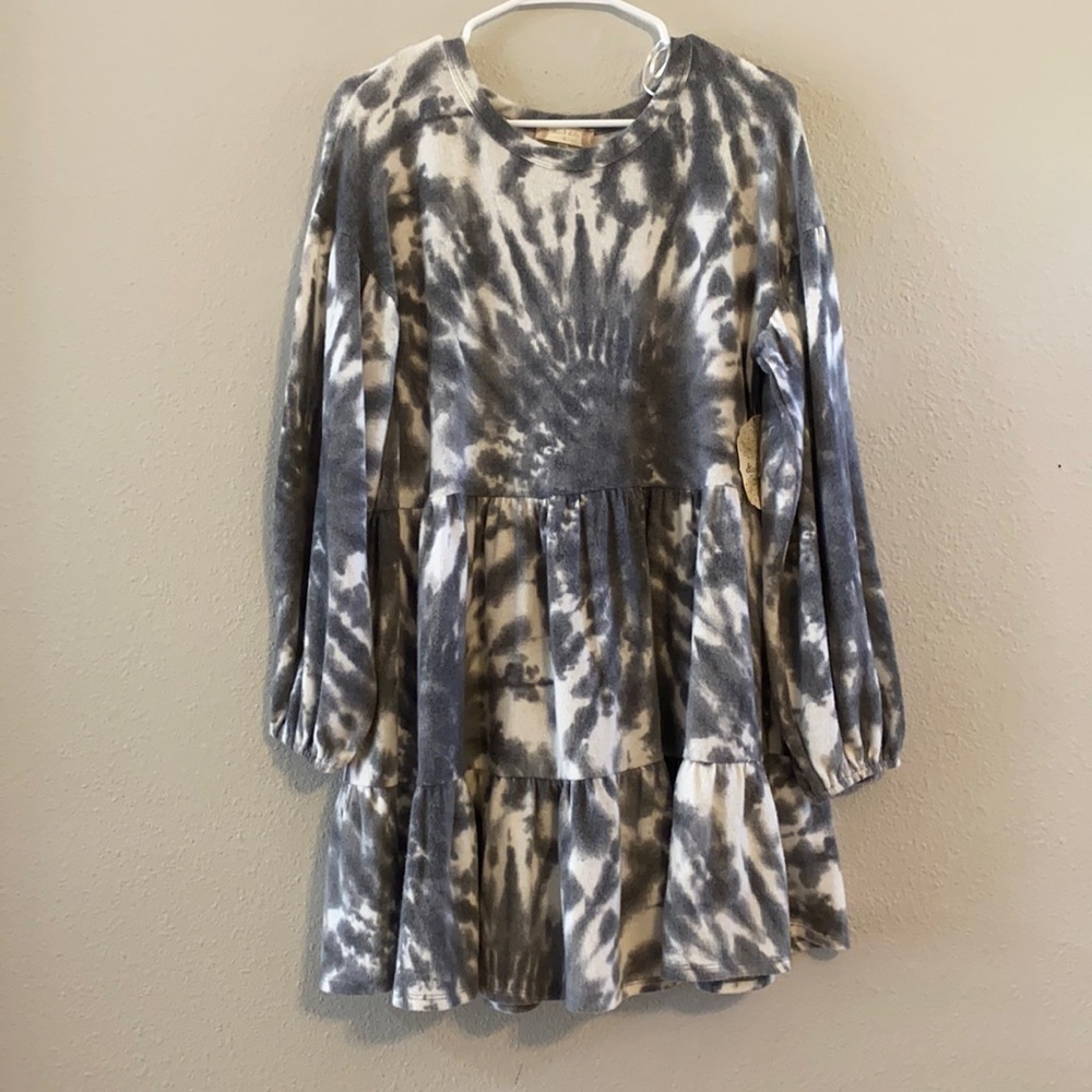 Altar'd State Gray Ivory Soft Knit A- Line Mini Dress NEW Size Small
